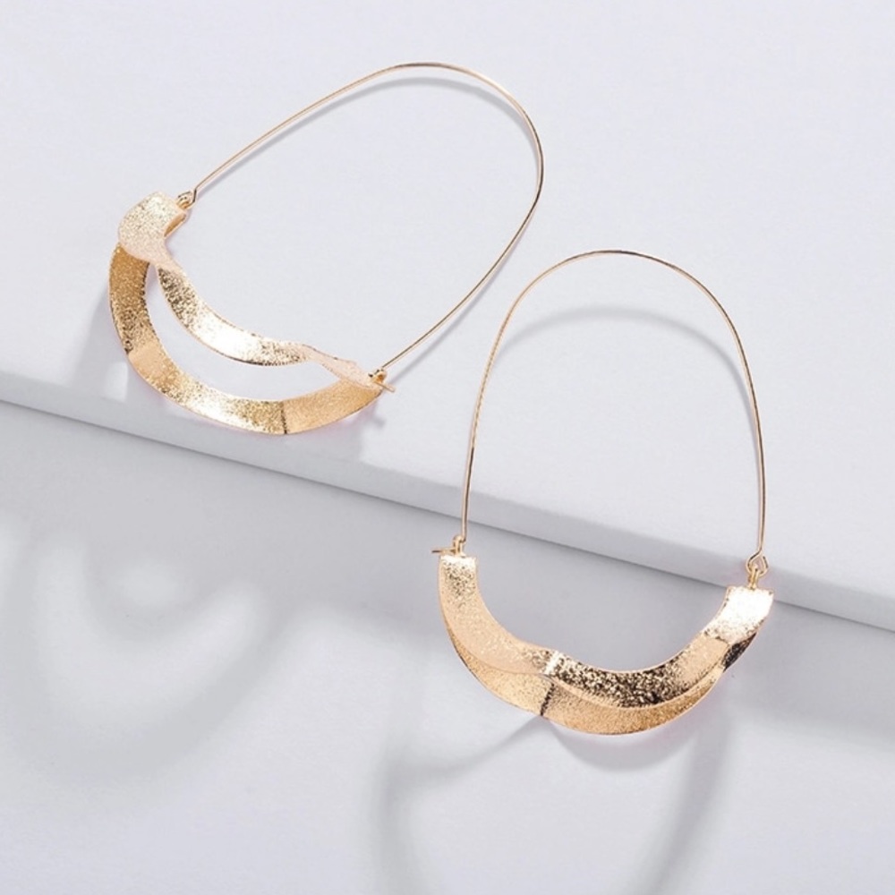 Gold Plating Cooper Metal Big Hoop Earrings